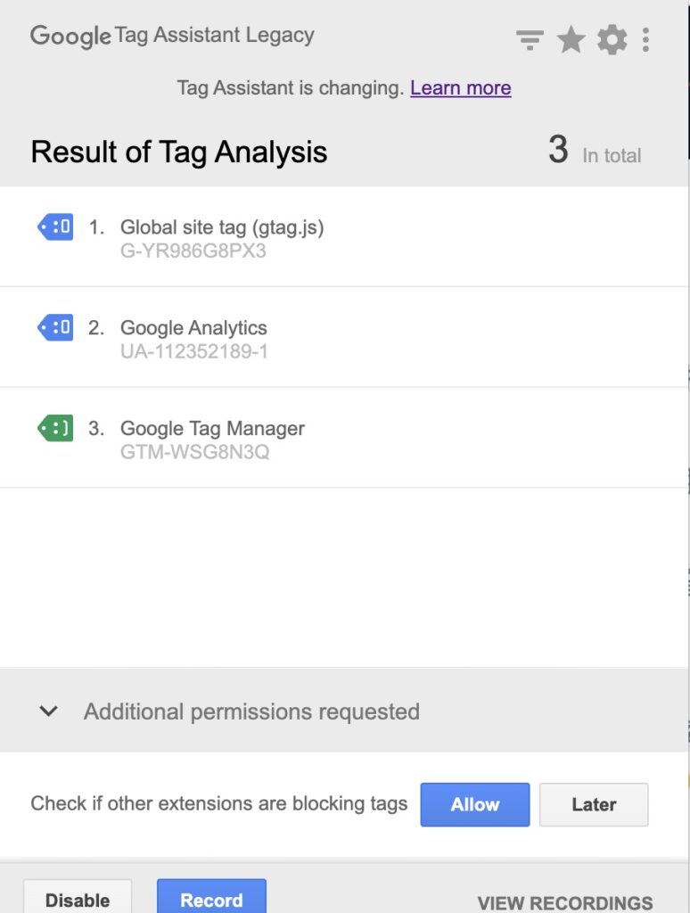 GTM plugin Tag Assistant