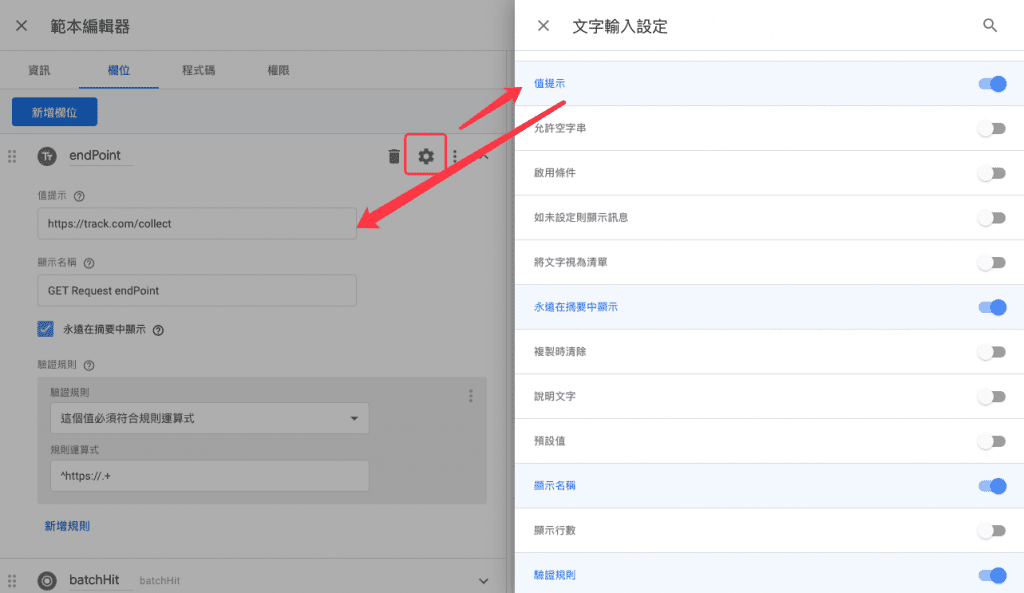 GTM custom template 欄位輸入