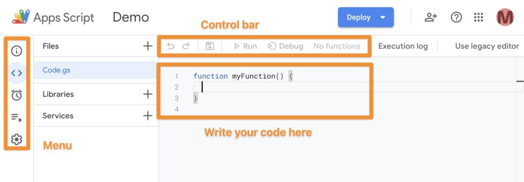 Google app script menu introduction