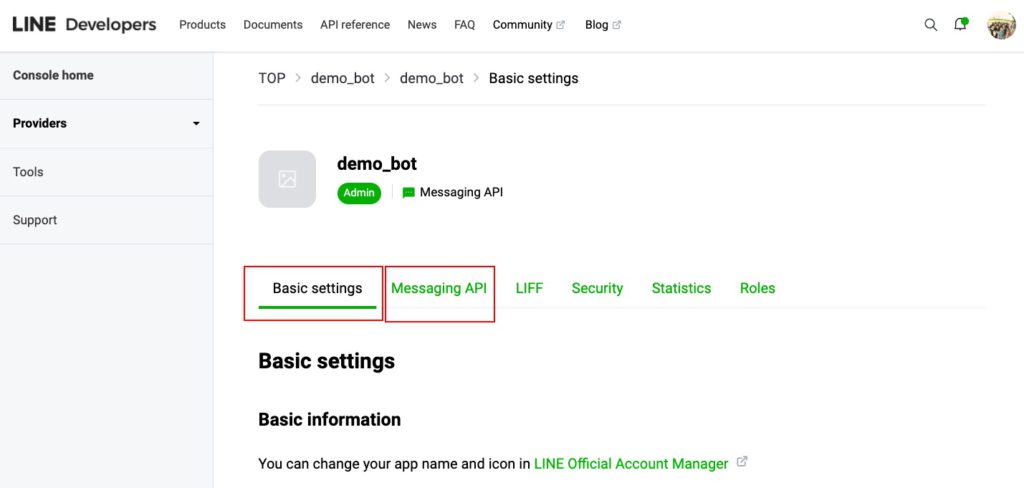 Step3 LINE Bot account information