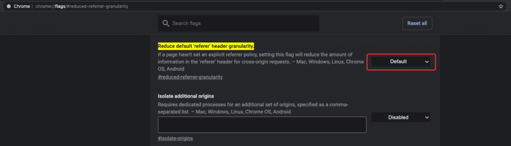 chrome flag enabled