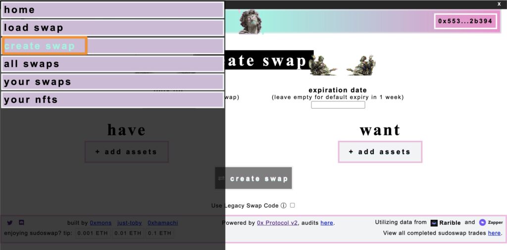 creat swap by sudoswap