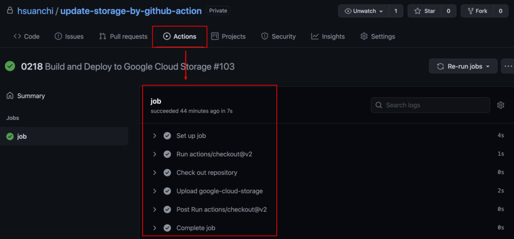 github action