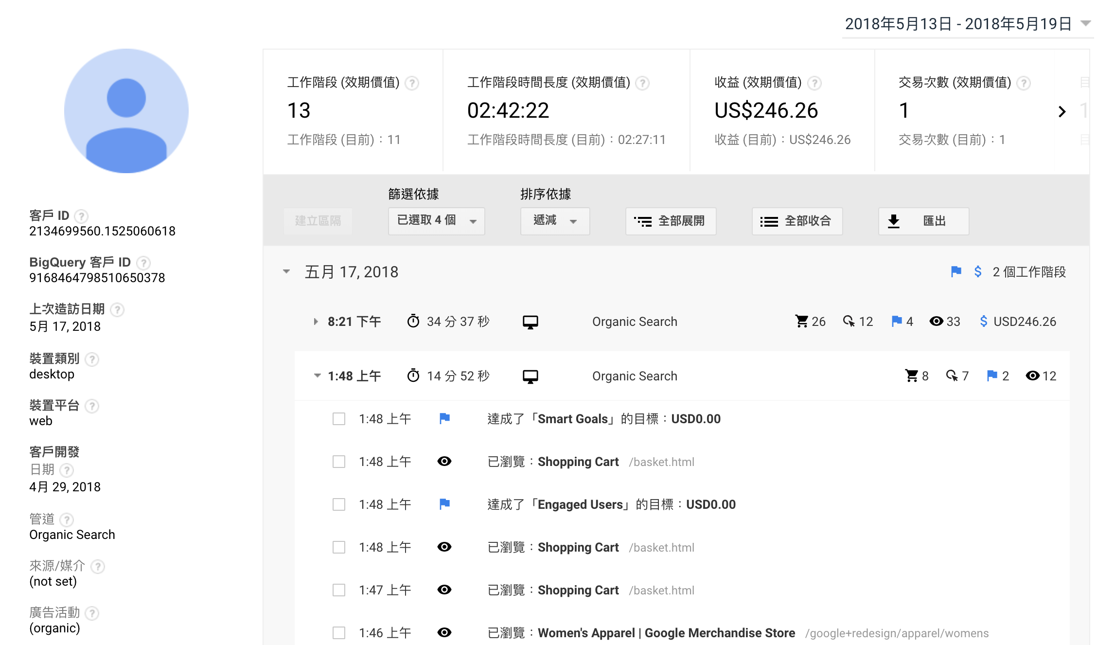 google analytics使用者多層檢視User Explorer